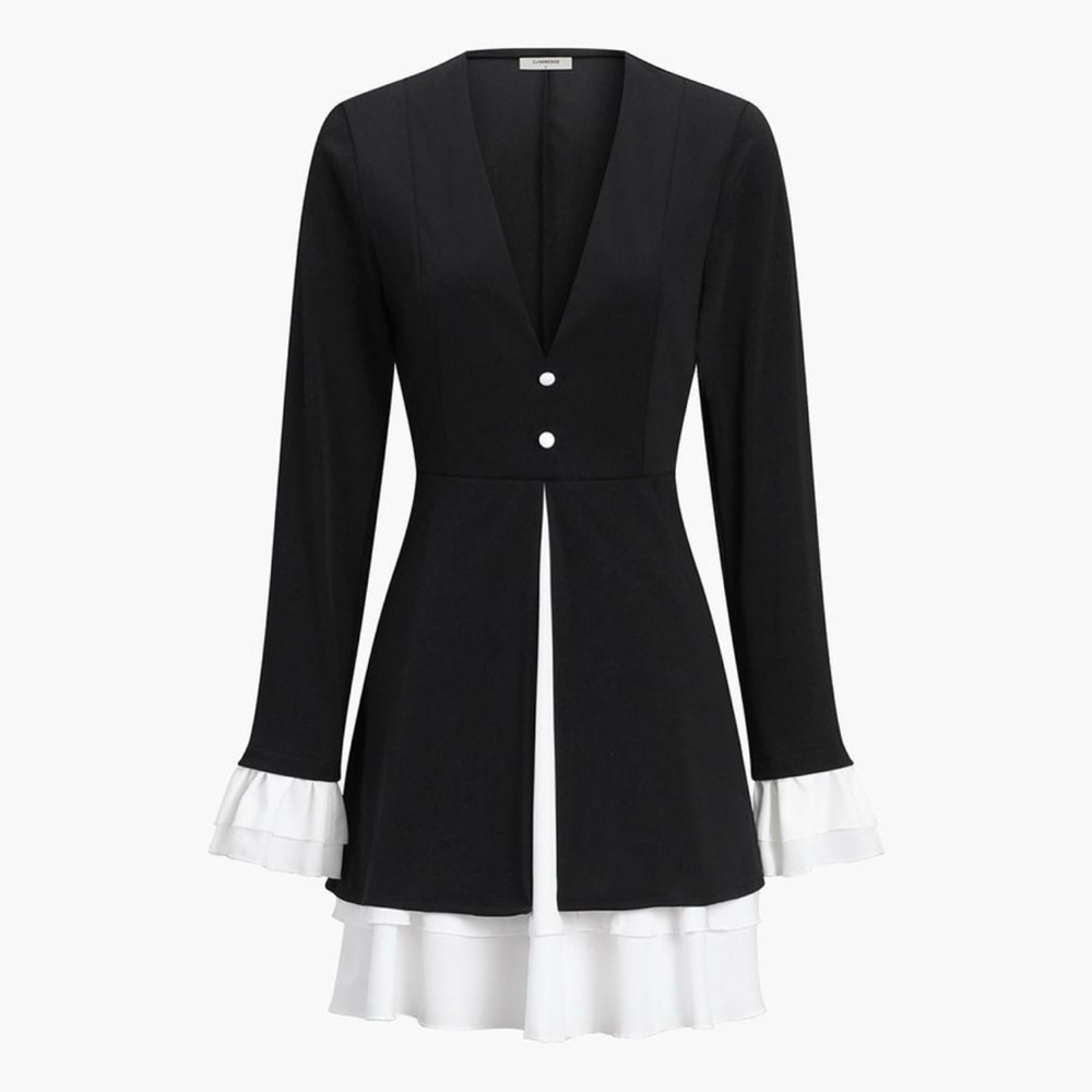Elegant Black and White Women's Dress - Picture 2 of 3